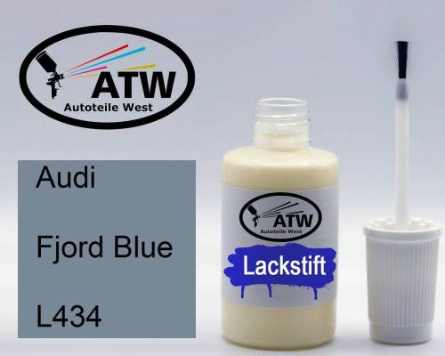 Audi, Fjord Blue, L434: 20ml Lackstift, von ATW Autoteile West.